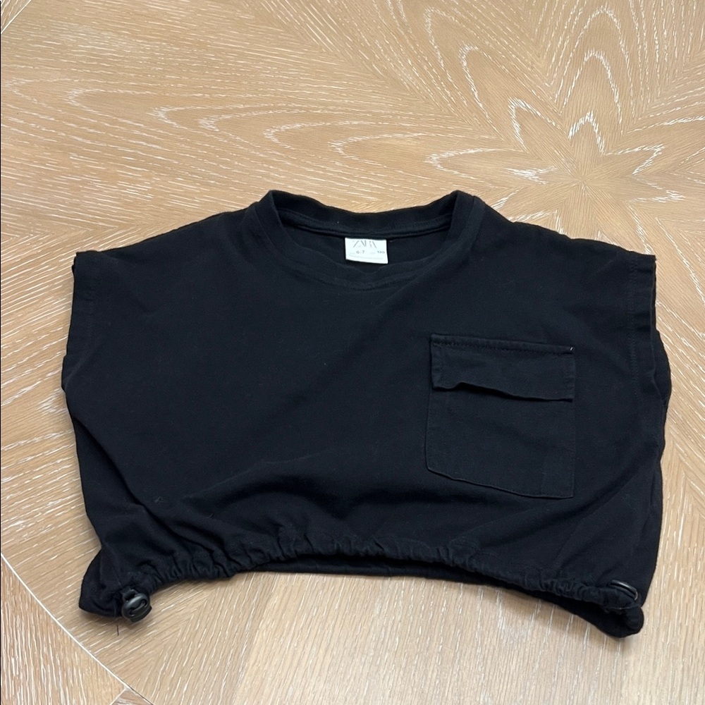 Zara Black Cropped Top with Pocket